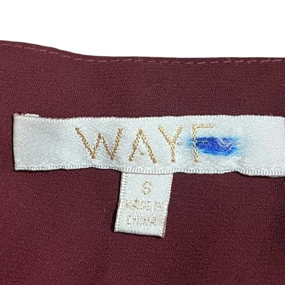 Wayf Burgundy Embroidered Flair Sleeved Dress sz S - Picture 3 of 13